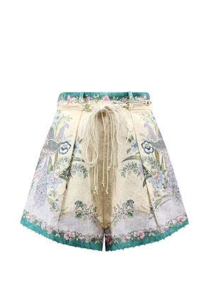 ZIMMERMANN Indra floral-print linen shorts - Neutrals