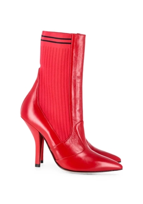 Fendi Pre-Owned Rockoko stretch-knit ankle boots - Red