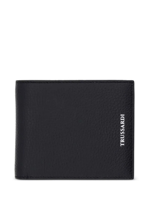 Trussardi logo-print pebbled-leather wallet - Black