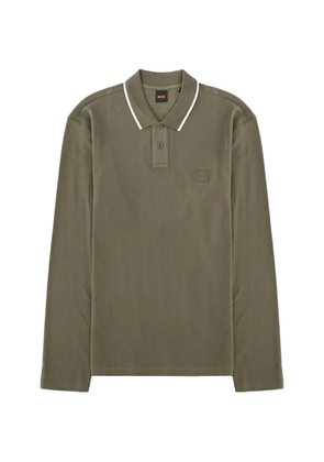 BOSS long-sleeve tipping-detail polo shirt - Green