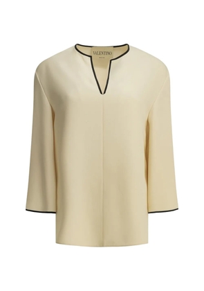 Valentino Garavani contrast-trim silk blouse - Neutrals