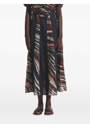 Muller Of Yoshiokubo Lava abstract-print panelled maxi skirt - Blue