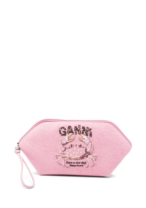 GANNI crab-embroidered bikini pouch - Pink