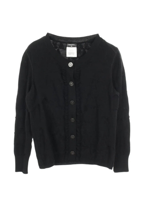 CHANEL Pre-Owned 1986-1988 Coco Mark button frill cardigan - Black