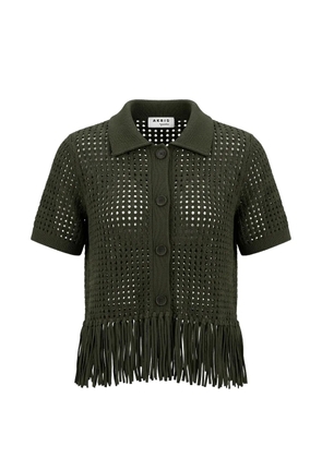 Akris fringe-trimmed open-knit cardigan - Green