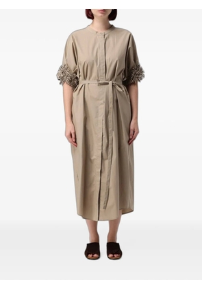 MeimeiJ fringed-sleeve belted dress - Neutrals
