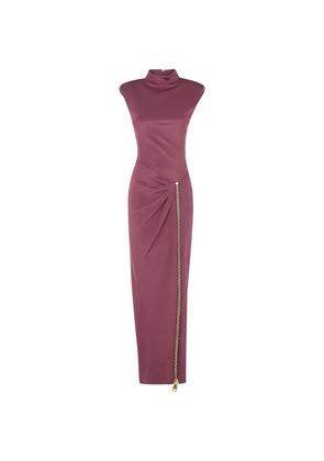 Balmain ruched zip-detail dress - Purple