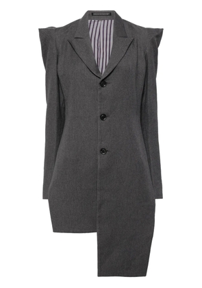 Yohji Yamamoto asymmetric washer-sleeve long jacket - Grey