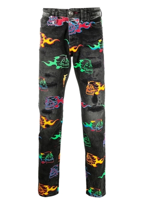 Philipp Plein Skull on Fire jeans - Black