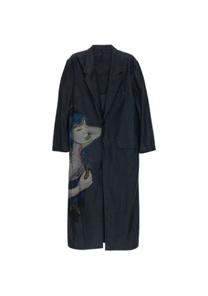 Yohji Yamamoto graphic-print coat - Blue