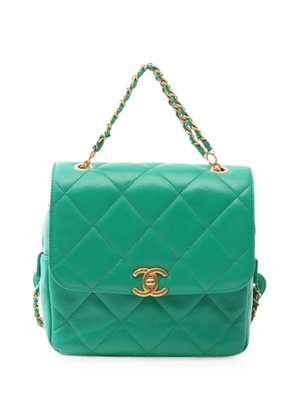 CHANEL Pre-Owned 2021s Matelassé chain backpack - Green
