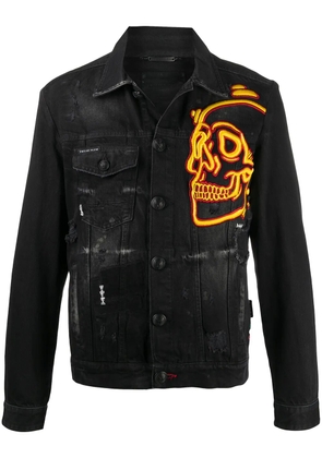 Philipp Plein outline skull denim jacket - Black