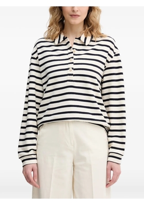 Benetton striped long-sleeve polo shirt - White
