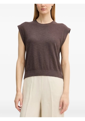 Benetton ribbed-trim knitted top - Brown