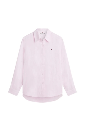 Tommy Hilfiger logo-embroidered linen shirt - Pink