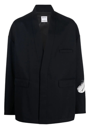 COUNTY OF MILAN feather print wool blazer - Blue