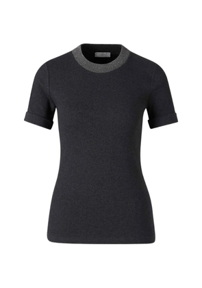 Peserico embellished-trim short-sleeve T-shirt - Grey