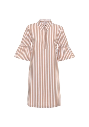 EMME Poche striped ruffle-sleeve mini dress - Neutrals