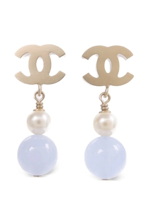 CHANEL Pre-Owned CC faux-pearl drop earrings - Gold