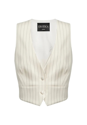 DONDUP pinstripe-pattern buckle-strap waistcoat - White
