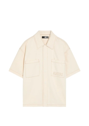 AMIRI logo-embroidered contrast-stitch shirt - Neutrals