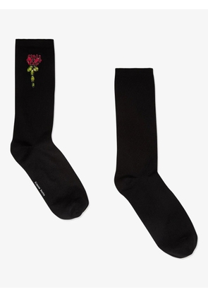 Simone Rocha rose-embroidered socks - Black