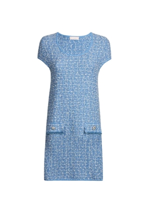 LIU JO tweed-effect button-detail mini dress - Blue
