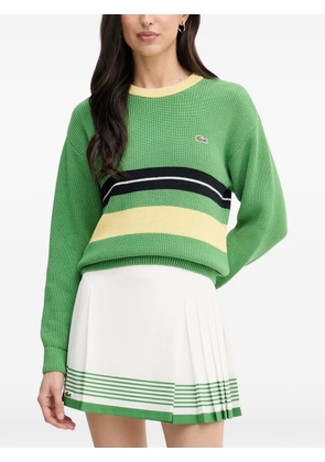 Lacoste striped logo-patch sweater - Green