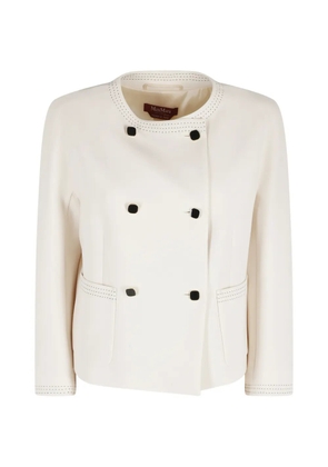 Max Mara double-breasted contrast-stitched jacket - Neutrals