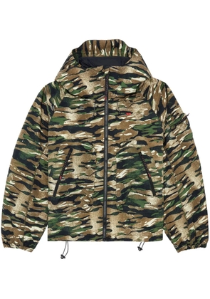 Diesel camouflage-print hooded windbreaker - Green