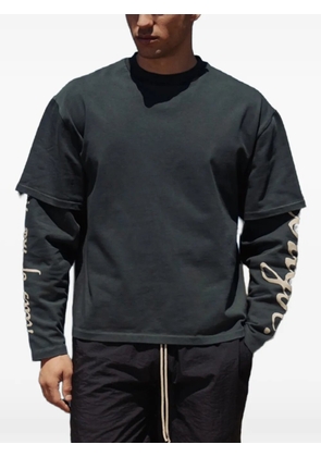 ROUGH. layered-sleeve logo-print T-shirt - Black