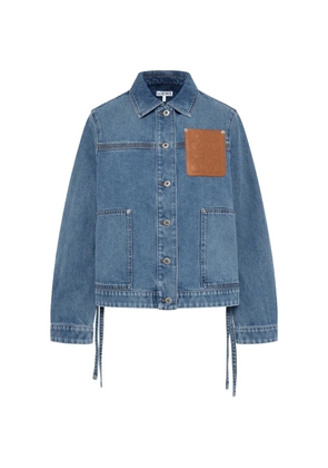 LOEWE Anagram-patch leather jacket - Blue