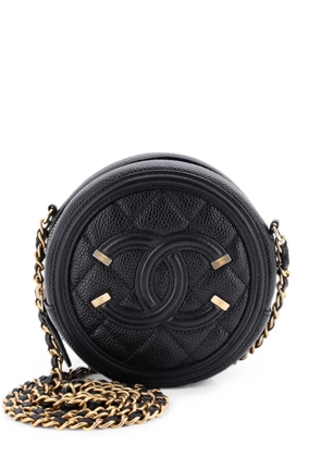 CHANEL Pre-Owned Filigree Round Clutch with Chain Quilted Caviar Mini crossbody bag - Black