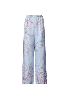 Fabiana Filippi floral-print silk-satin trousers - Blue