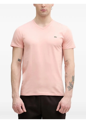 Lacoste logo-patch V-neck T-shirt - Pink