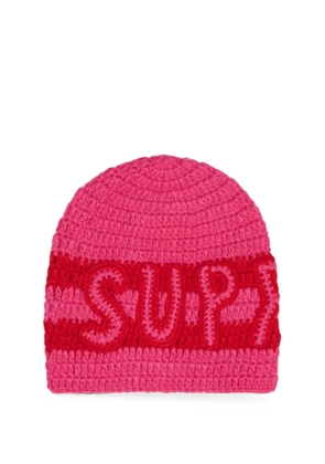 Supreme crochet logo beanie hat - Pink