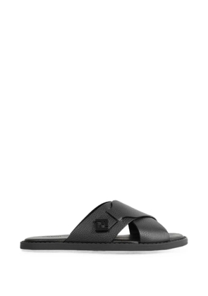 FENDI FF logo crossover strap sandals - Black