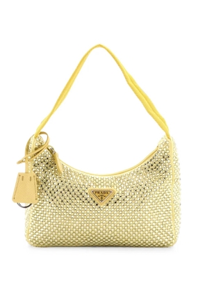 Prada Pre-Owned Re-Edition 2000 Crystal Embellished Satin Mini hobo bag - Yellow