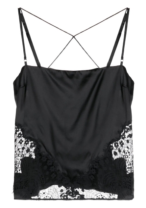 TOM FORD lace-detail sleeveless satin top - Black