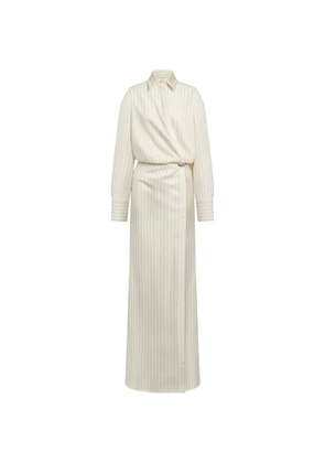 DONDUP pinstripe-pattern wrap maxi dress - Neutrals
