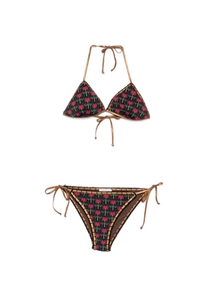 Anjuna palm tree-print triangle bikini - Black
