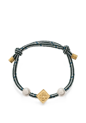 Casablanca pearl-embellished logo-plaque bracelet - Gold