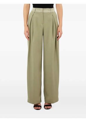 LIU JO pleated satin-trim palazzo pants - Green