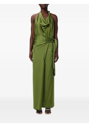 Hanita maxi satin-finish cowl-neck dress - Green