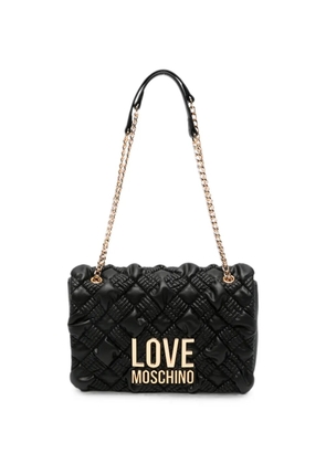 Love Moschino quilted logo-plaque shoulder bag - Black