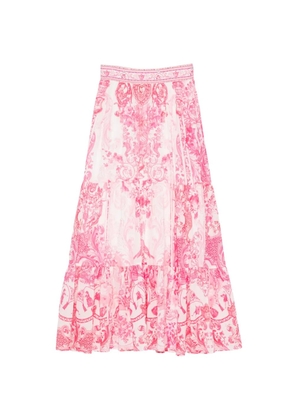 Camilla Livin la Vida Rosa baroque-print tiered long skirt - Pink