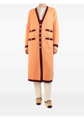 CHANEL Pre-Owned contrast-trim cardigan - Orange