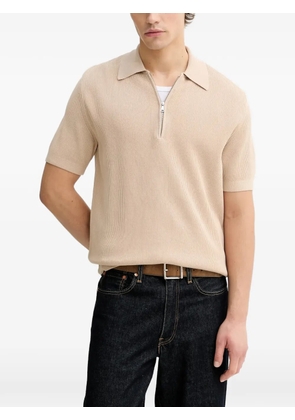 Marc O'Polo ribbed-knit zip-up polo shirt - Neutrals