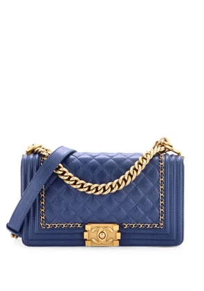 CHANEL Pre-Owned Jacket Boy Flap Bag Quilted Aged Calfskin Old Medium crossbody bag - Blue