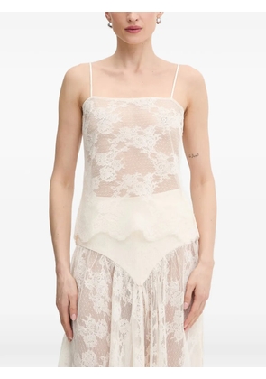 Bardot Hildie sheer lace spaghetti-strap sleeveless blouse - Neutrals